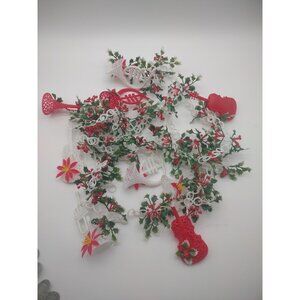 Vintage MCM 1960s Plastic Christmas 8 ft Garland Musical Instruments Holly Berry